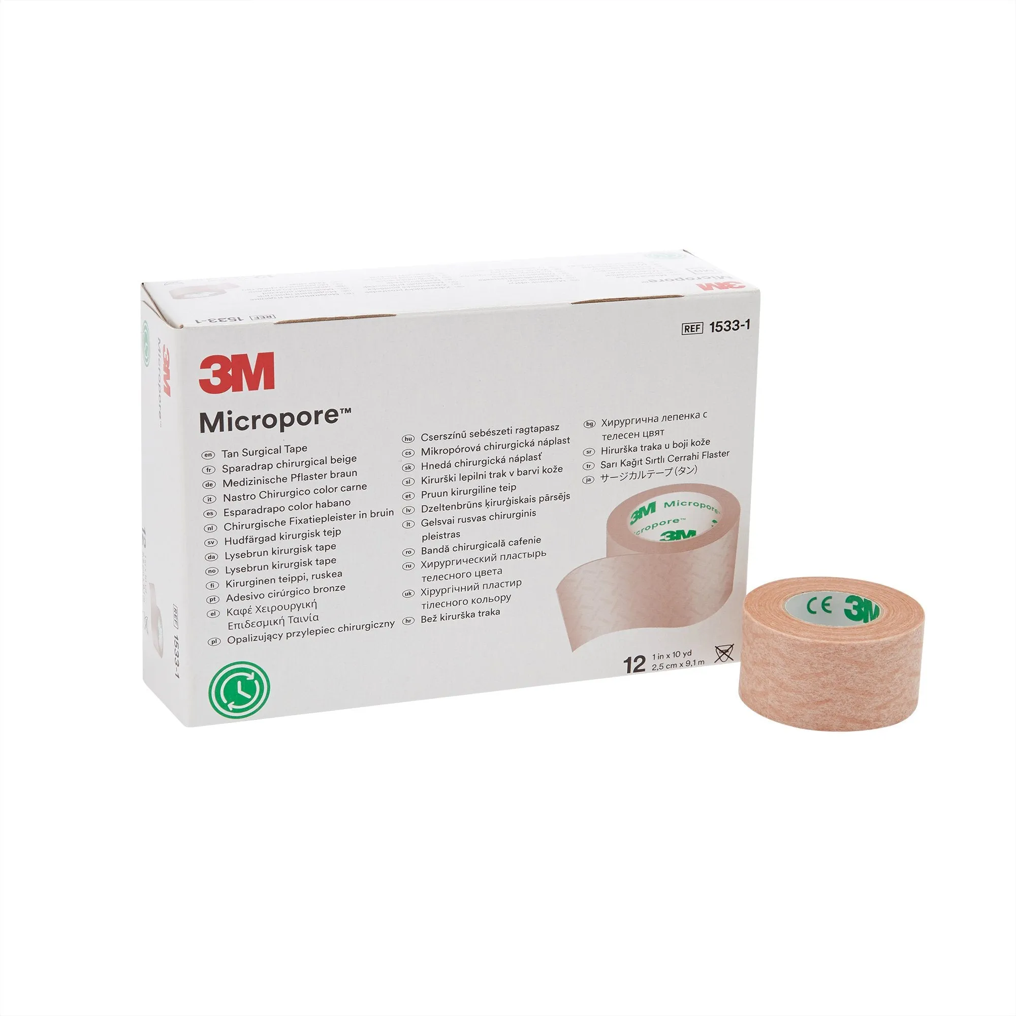 3M™ Micropore™ Paper Medical Tape, 1 Inch x 10 Yard, Tan, 1 Box of 12