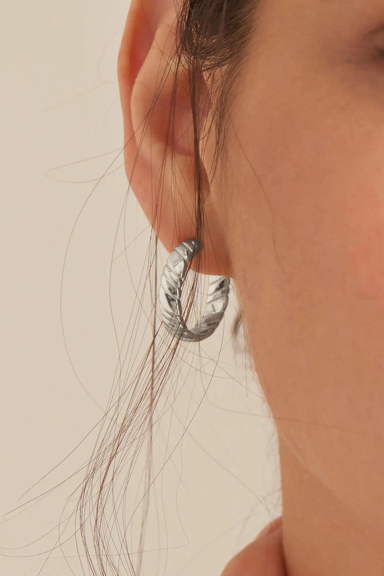 Ania Haie Silver Smooth Twist Hoop Earrings