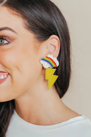 Beaded Rainbow Lightning Earrings