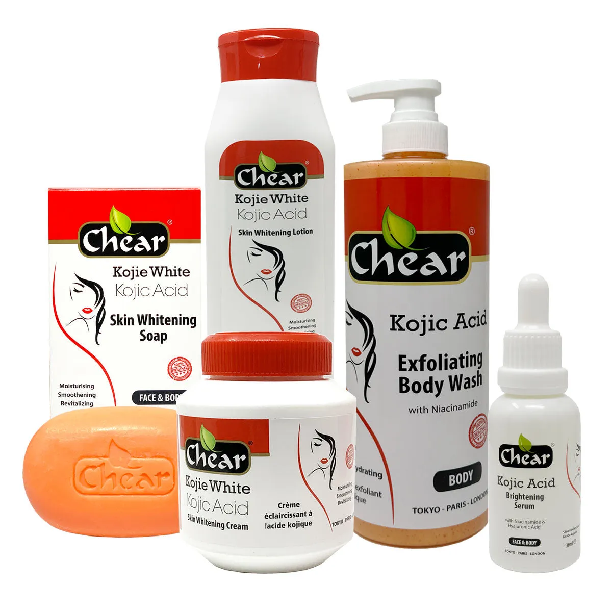 CHEAR Kojic Acid Skin lightening kit - for Hyperpigmentation  (5 items)