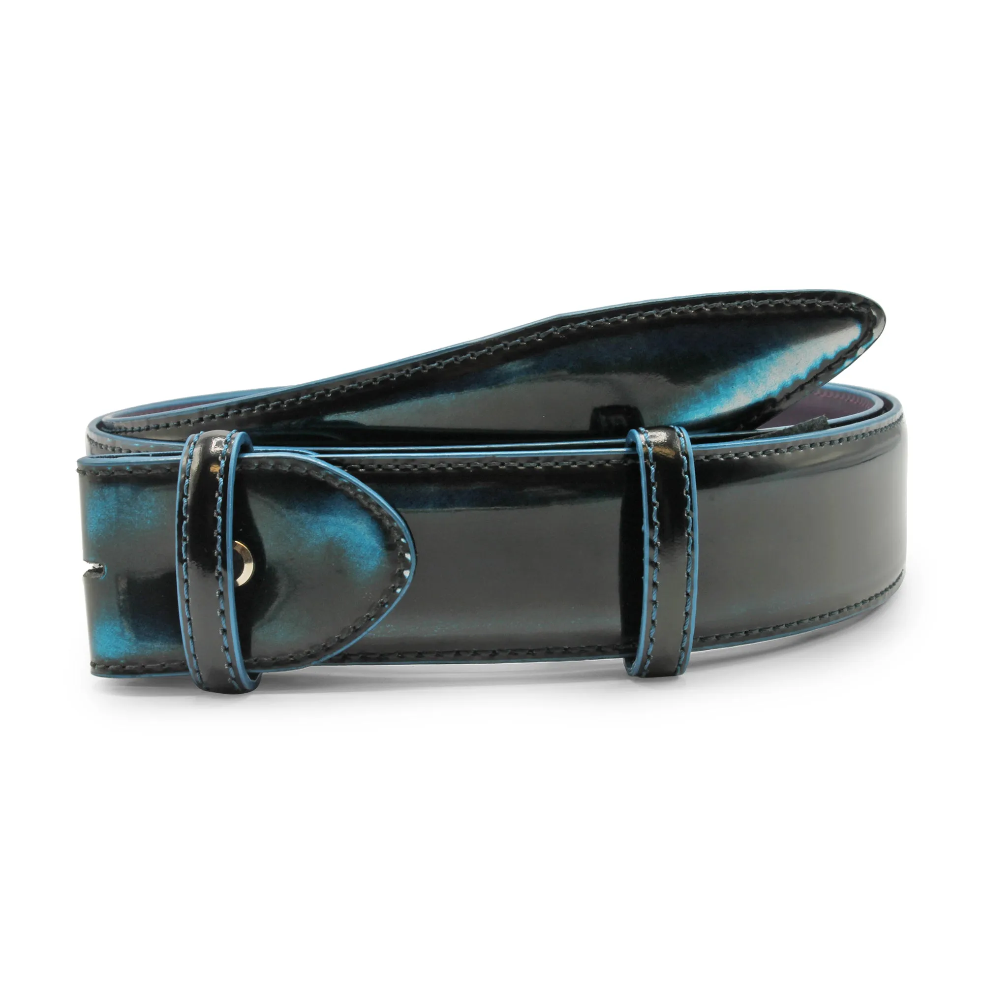 Hand Burnished Mirror Effect Belt Strap