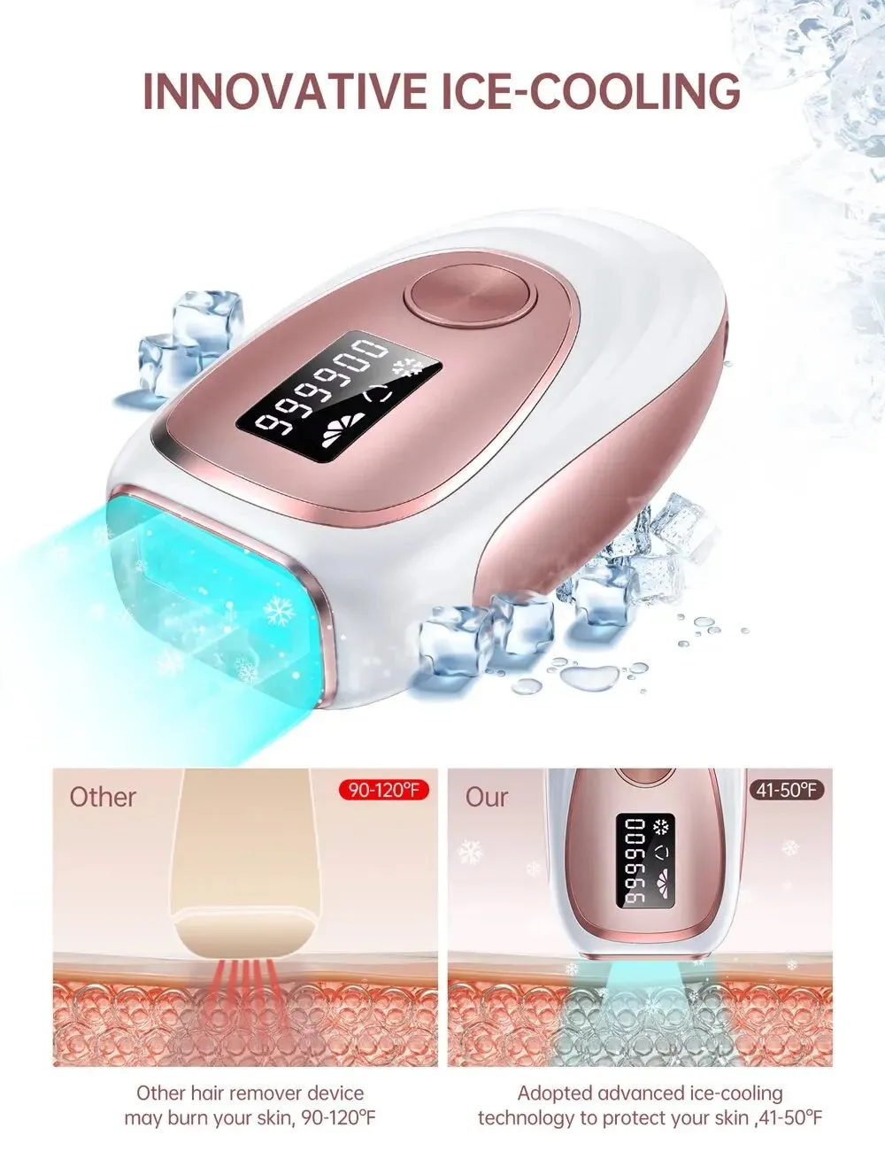 Laser Hair Removal Device Ice Cooling Permanent Painless