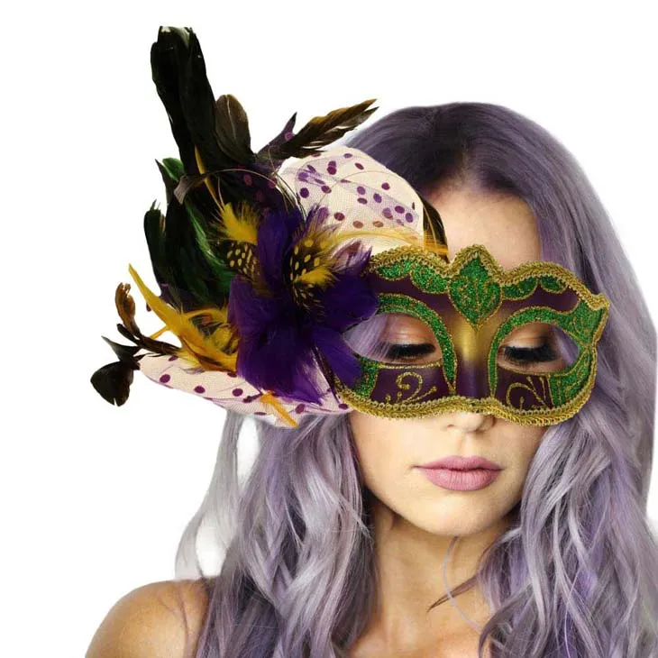 Mardi Gras Masquerade Venetian Feather Mask